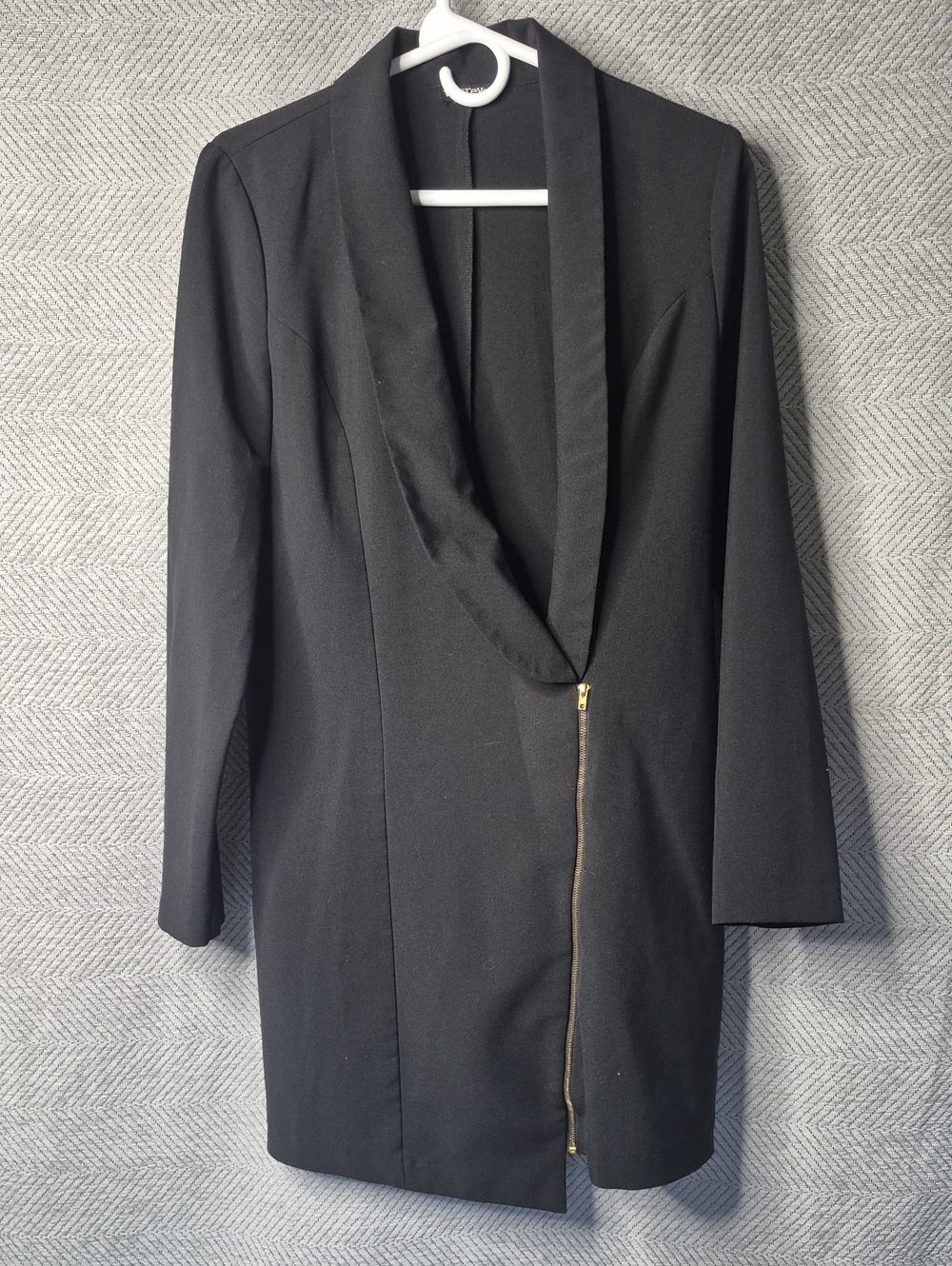 Wearever Asymmetrical Zip Longline Shawl Collar High Low Blazer Black Women's 8